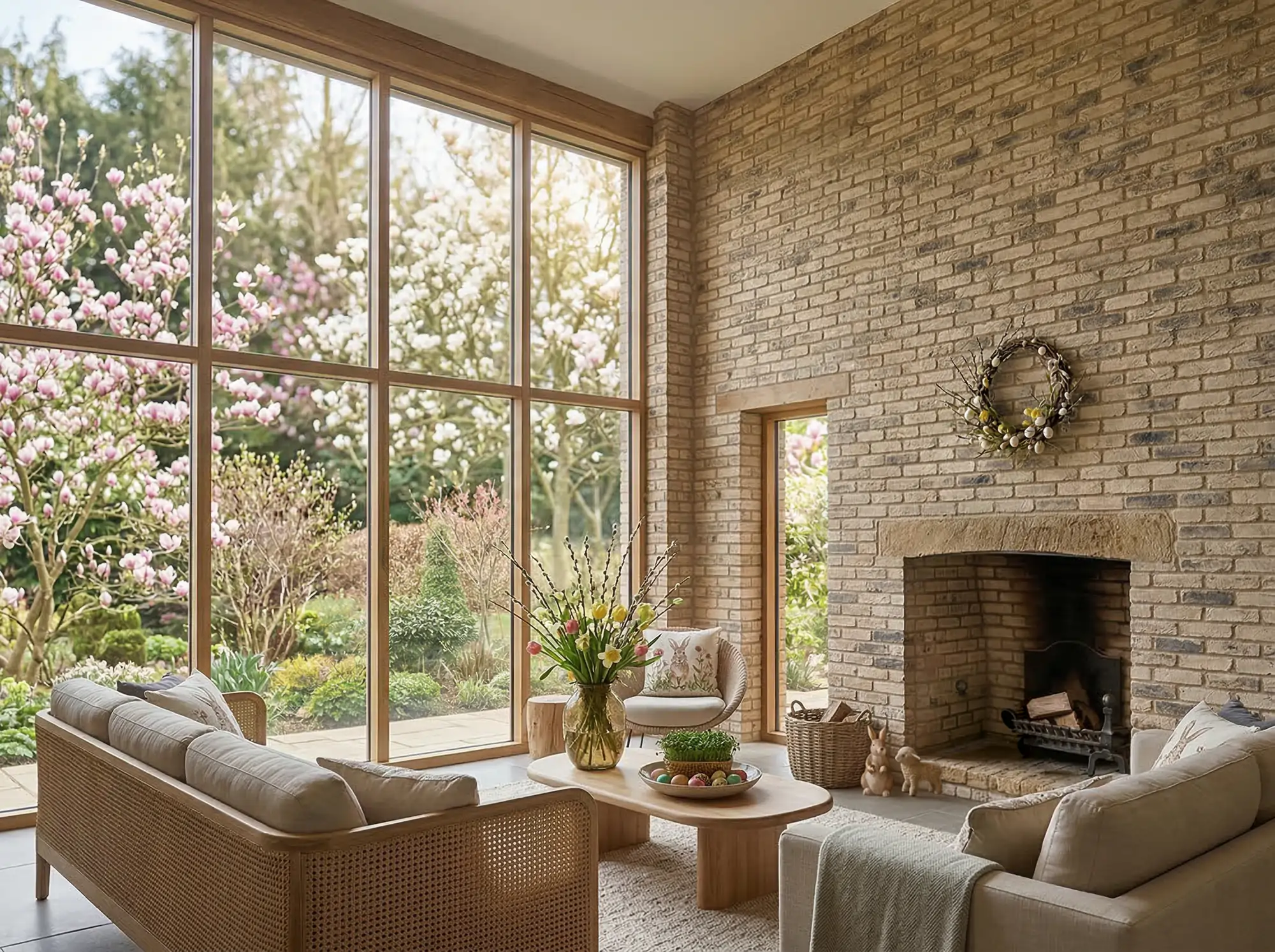 Płytki ceglane na ścianie Desert w aranżacji wielkanocnej